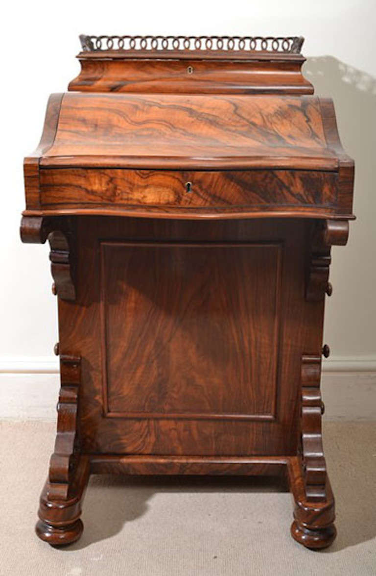 Antique Victorian Burr Walnut Davenport Desk