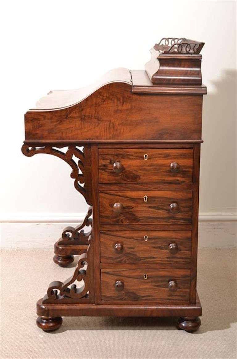 19th Century Antique Victorian Burr Walnut Davenport Desk