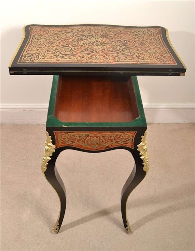 Antique French Boulle Tortoiseshell Card Table 6