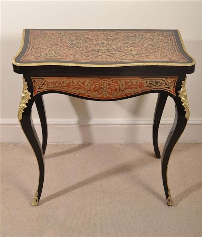 19th Century Antique French Boulle Tortoiseshell Card Table