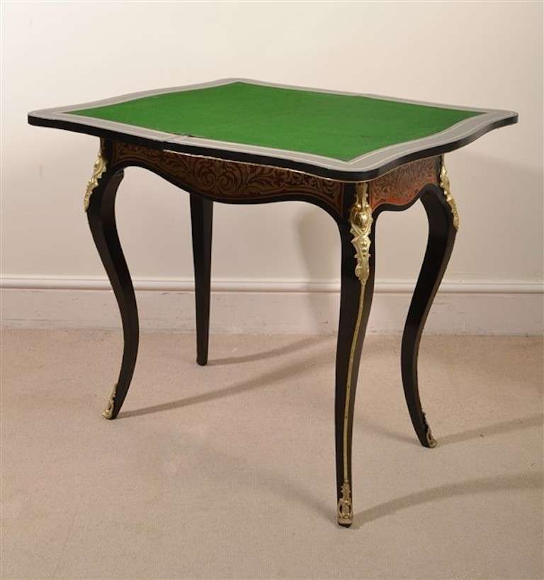 Antique French Boulle Tortoiseshell Card Table 1