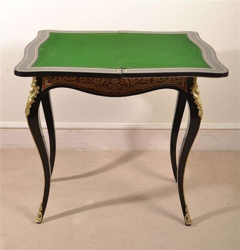 Antique French Boulle Tortoiseshell Card Table 3
