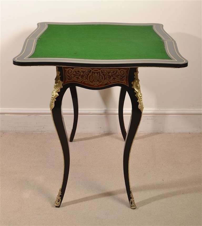 Antique French Boulle Tortoiseshell Card Table 4