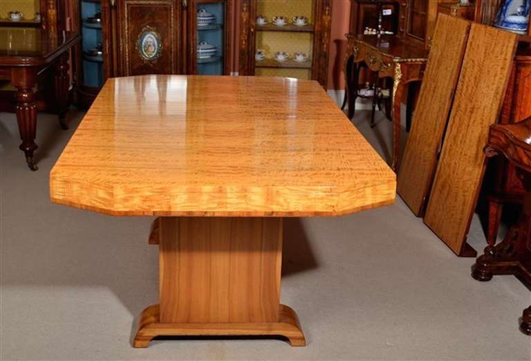 Antique Art Deco Satinwood Dining Table with Ten Chairs 1