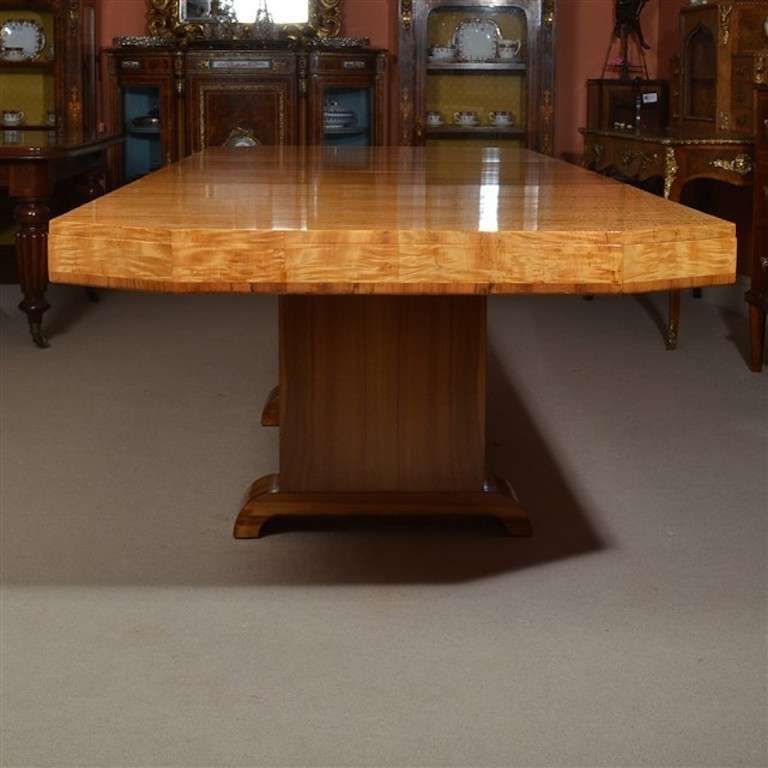 Antique Art Deco Satinwood Dining Table with Ten Chairs 2