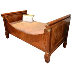 Antique French Mahogany & Gilt Wood Day Bed