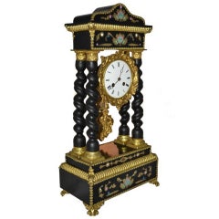 Antique 19th Century French Gilt Bronze Boulle Portico Clock