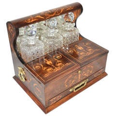 Used English Victorian Three Bottle Tantalus circa 1860