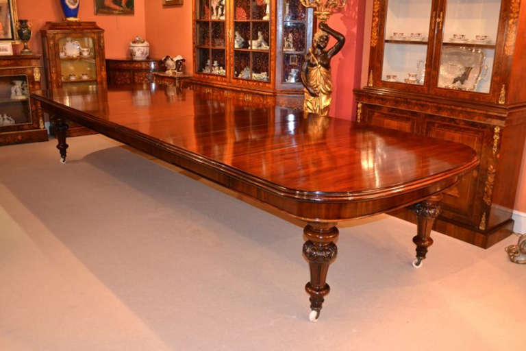 Antique 15ft Dining Table circa 1860 & 16 Inlaid Chairs 1