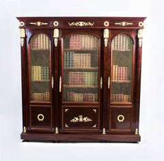 Antique French Empire Mahogany Bookcase Cabinet c.1840