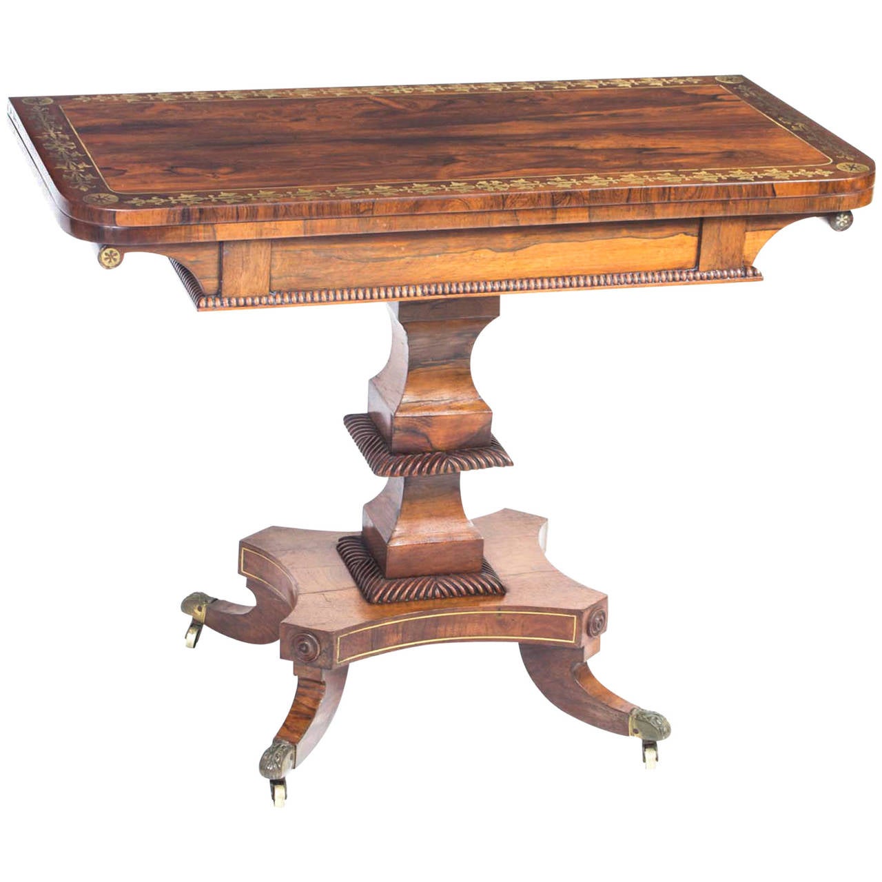 Antique Regency Rosewood Brass Inlaid Card Table C1815 At 1stdibs throughout Antique Wood Inlaid Card Table