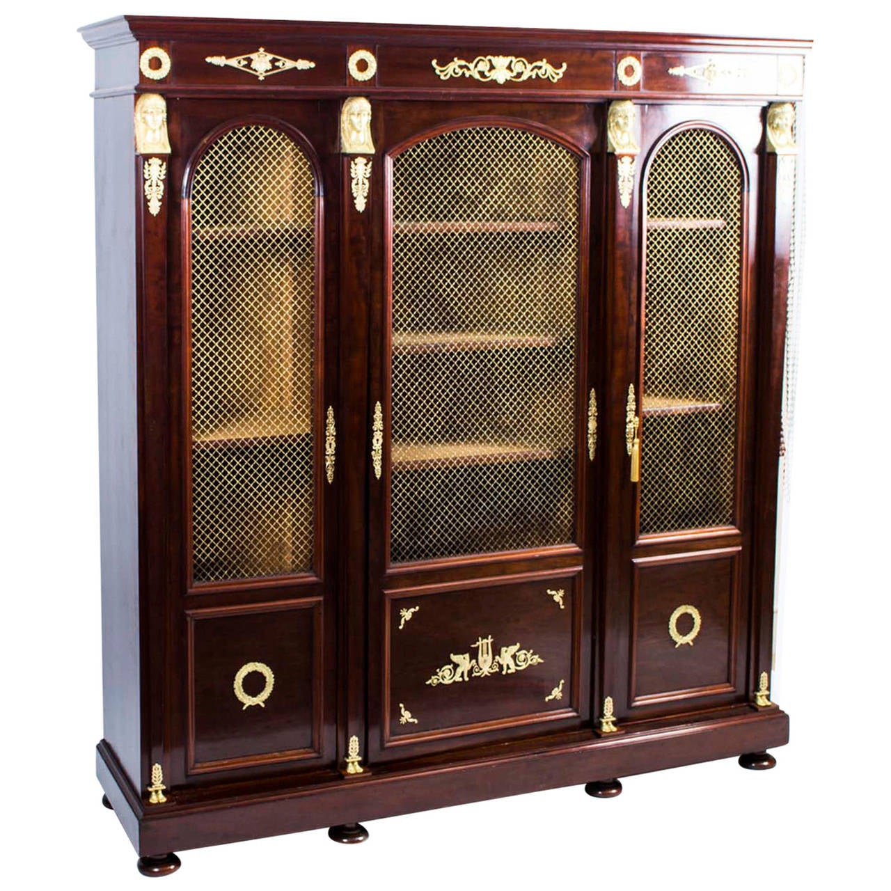 Antique French Empire Mahogany Bookcase c.1840 at 1stDibs