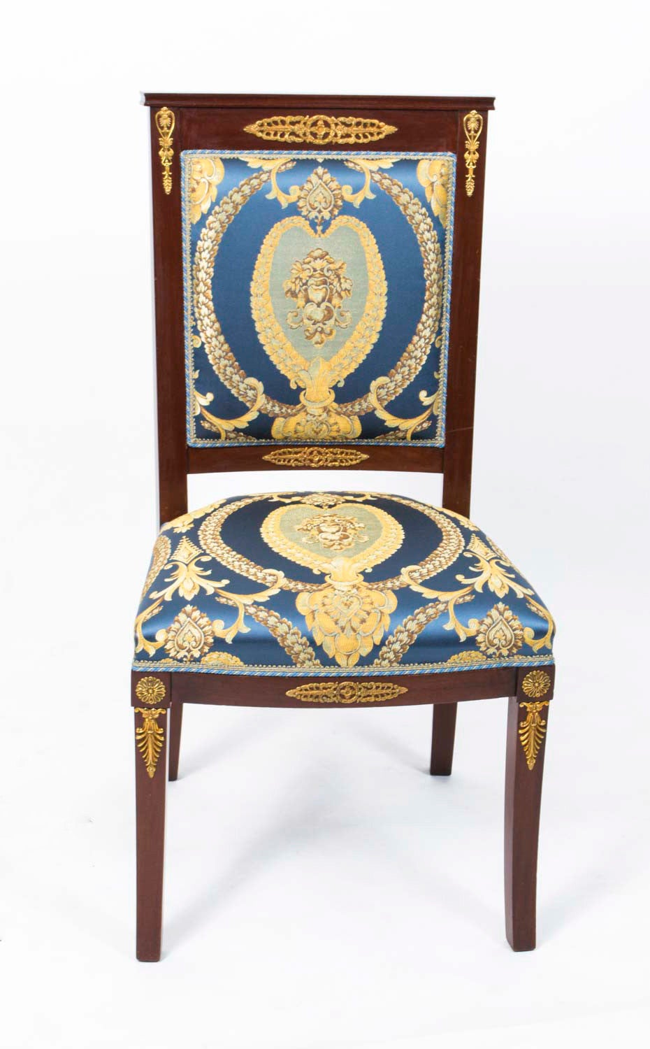 20th Century Antique Empire Style Eight Mahogany Ormolu Chairs, circa 1920
