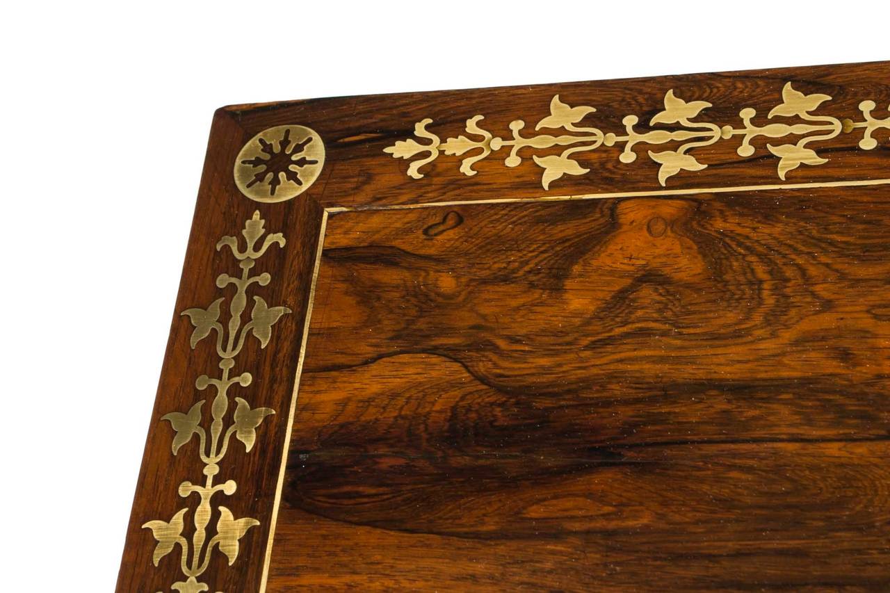 Antique Regency Rosewood Brass Inlaid Card Table c.1815 2