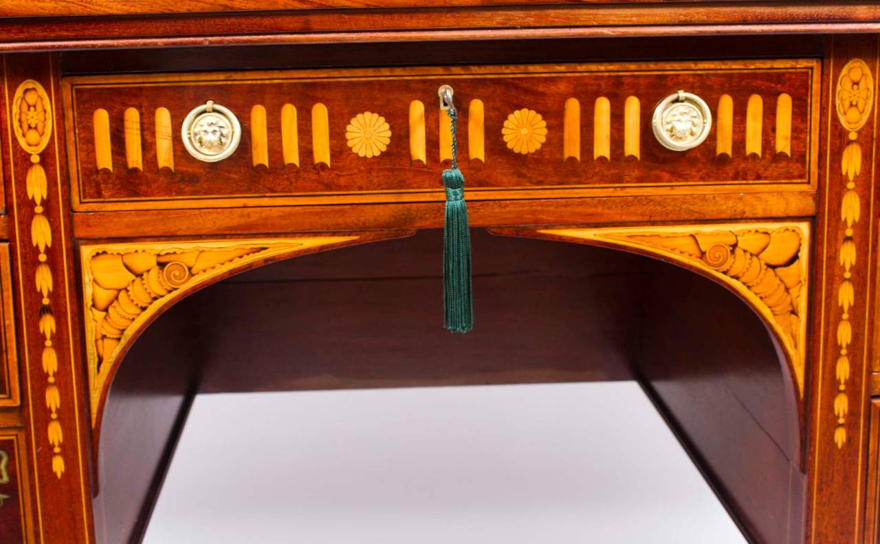 Early 20th Century Edwardian Inlaid Desk with Slides 1