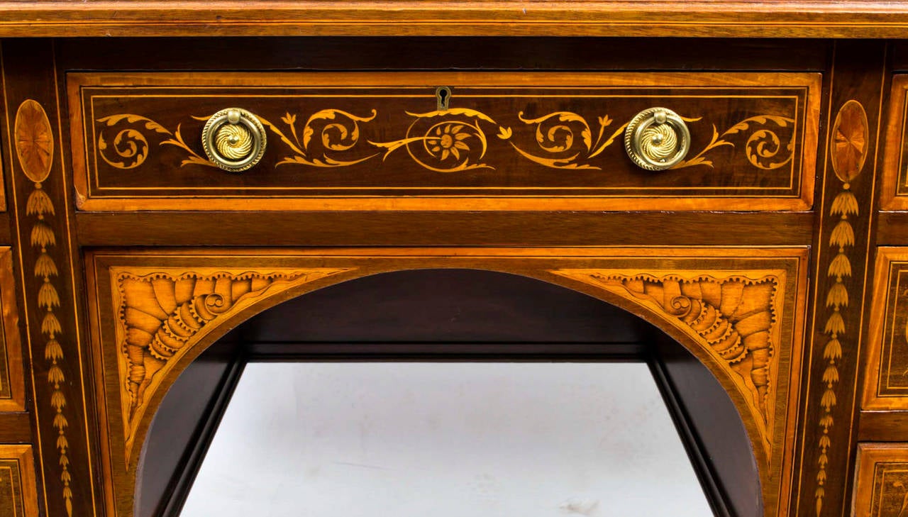 19th Century Edwardian Sheraton Revival Inlaid Desk 1