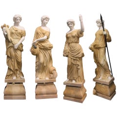 Stunning Life Size Set of Four Seasons Marble Garden Statues