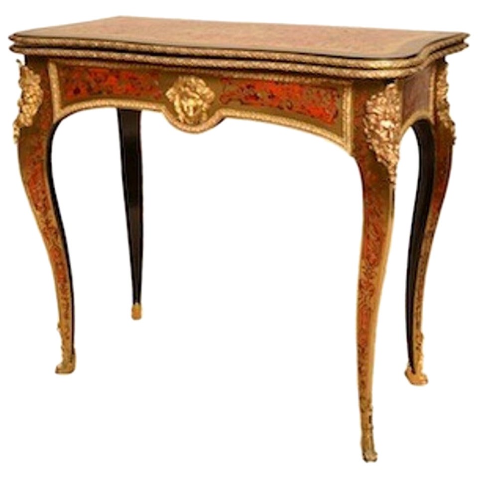 Antique French Boulle Tortoiseshell Card Table