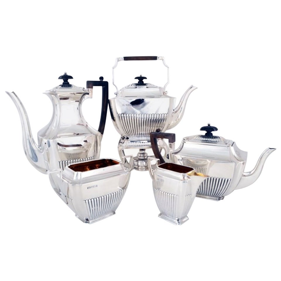 Antique English Silver Five Piece Tea and Coffee Set