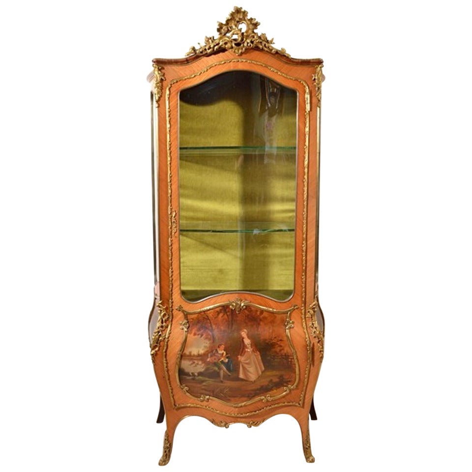 Antique French Vernis Martin Display Cabinet