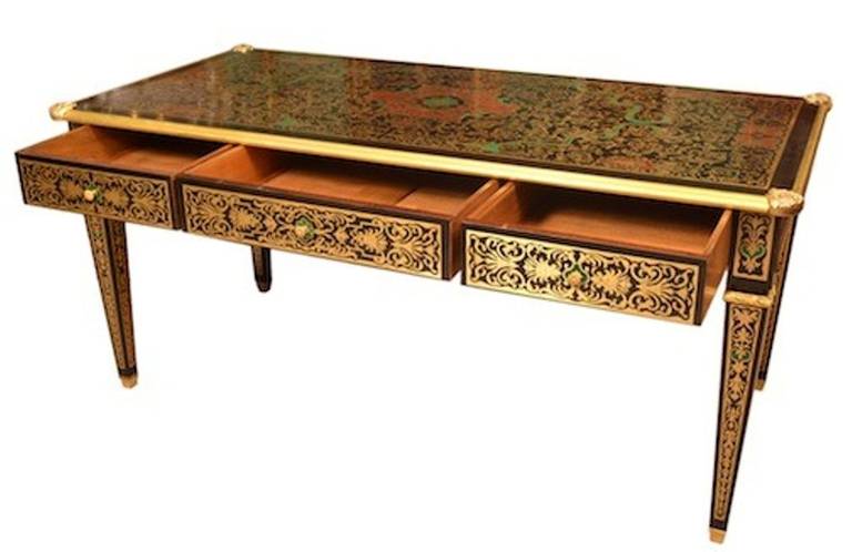 Antique French Boulle Bureau Plat Desk In Excellent Condition In London, GB
