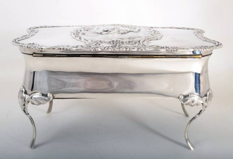 20th Century Antique Silver Jewelry or Ring Box by William Comnys