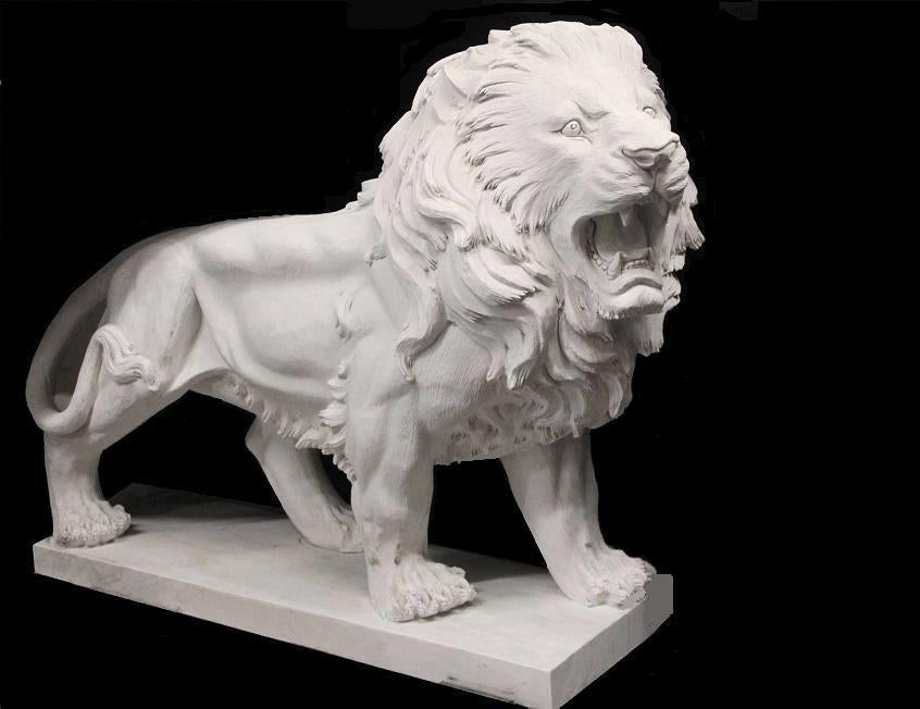 Huge Lifesize Pair of Gorgeous Vintage Marble Lions at 1stDibs