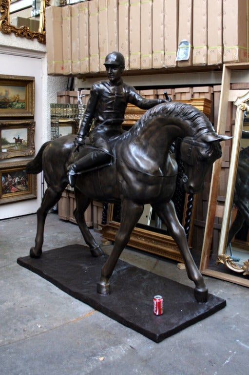 Magnificent Life Size Horse and Jockey Bronze 6