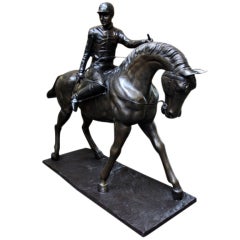 Magnificent Life Size Horse and Jockey Bronze