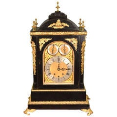 Antique Ebonised Gilt Bronze Mantel Chiming Clock c.1870