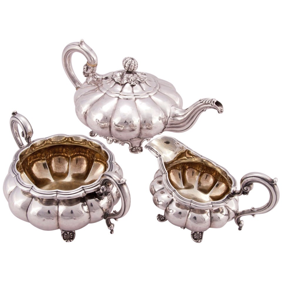Antique Silver William IV, Three Piece Tea Set, 1828
