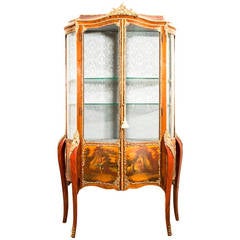 Antique French Vernis Martin Vitrine Louis XV, circa 1900