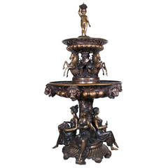 Vintage Stunning Large Solid Bronze Cascading Fountain