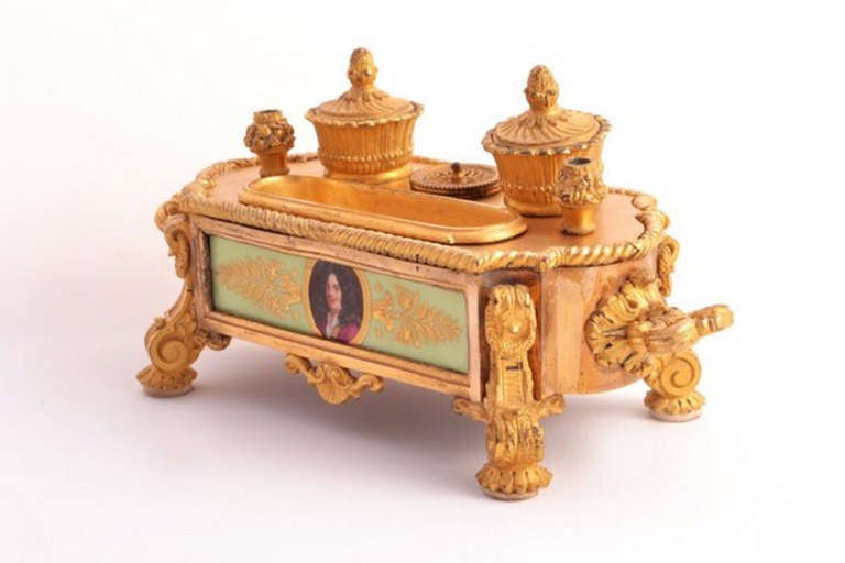 Antique French Ormolu & Porcelain Inkstand c.1870 In Excellent Condition In London, GB