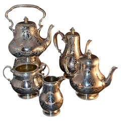 Antique English Silver 5 Piece Tea & Coffee Set 1864