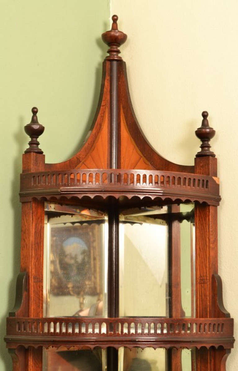 20th Century Antique Edwardian Rosewood Inlaid Corner Cabinet c.1900