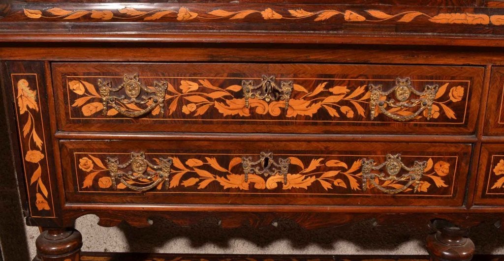 Antique Dutch Marquetry Display Cabinet circa 1800 5