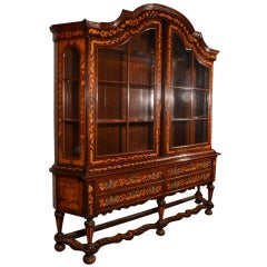 Antique Dutch Marquetry Display Cabinet circa 1800