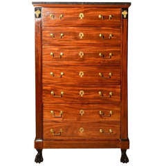 Antique French Empire Tall Chest with Marble Top circa 1840