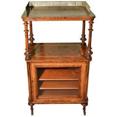Antique Victorian Walnut & Amboyna Music Cabinet c.1860