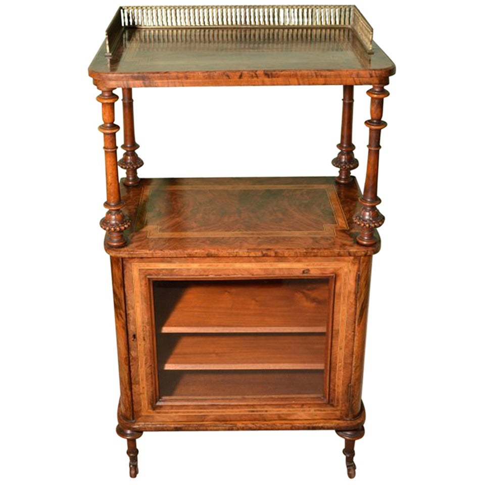 Antique Victorian Walnut & Amboyna Music Cabinet c.1860