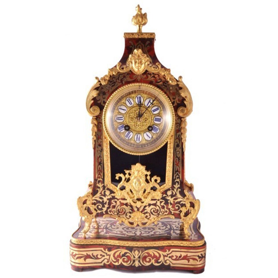 Antique French Boulle Mantel Clock On stand c.1870