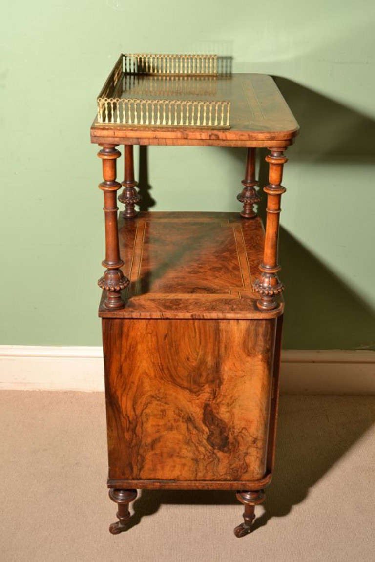 19th Century Antique Victorian Walnut & Amboyna Music Cabinet c.1860