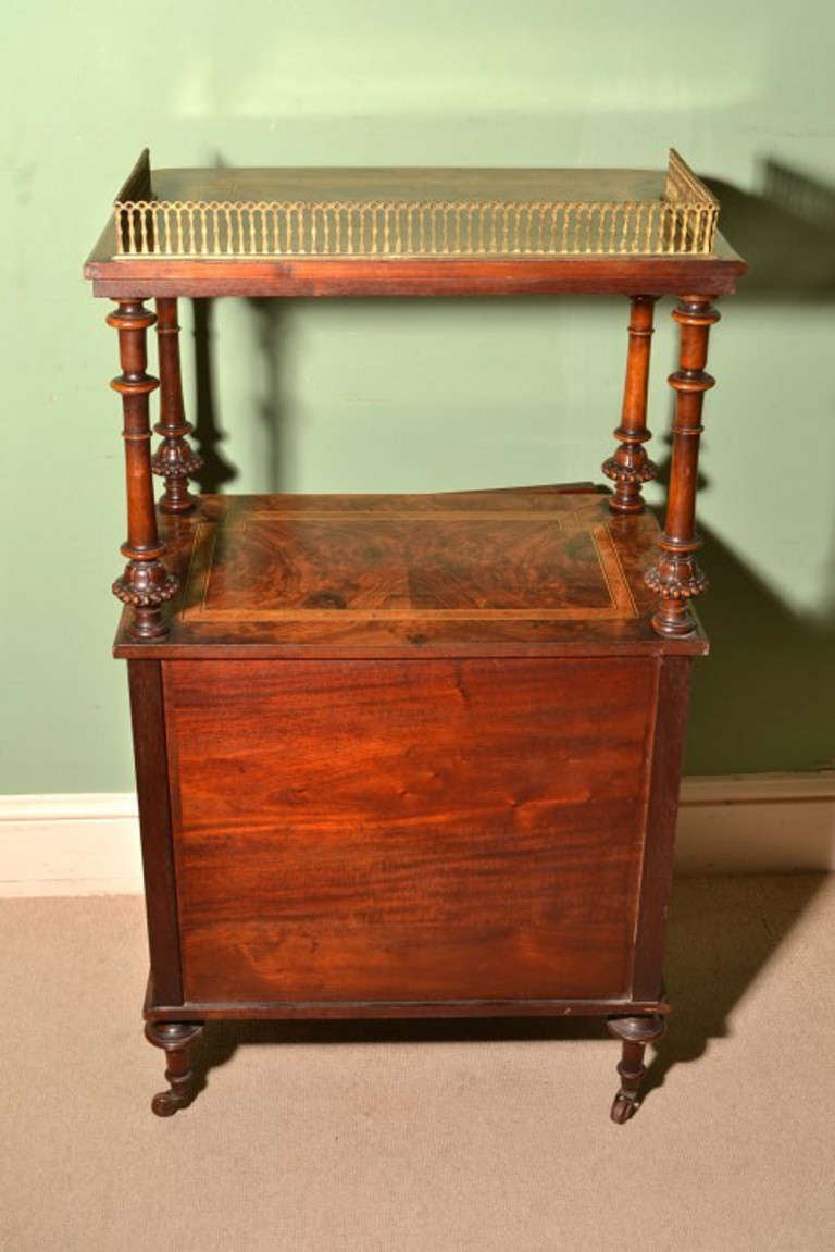 Antique Victorian Walnut & Amboyna Music Cabinet c.1860 1