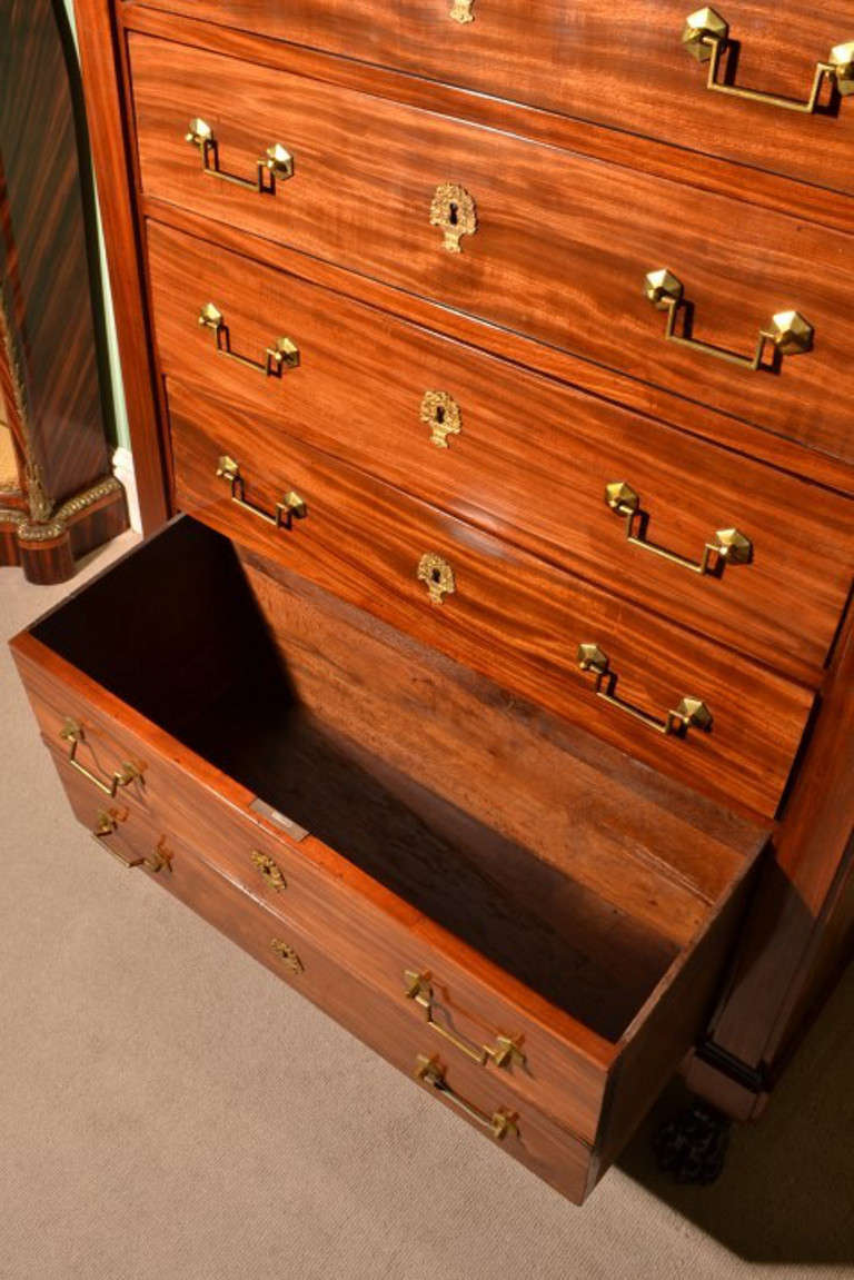 19th Century Antique French Empire Tall Chest with Marble Top circa 1840
