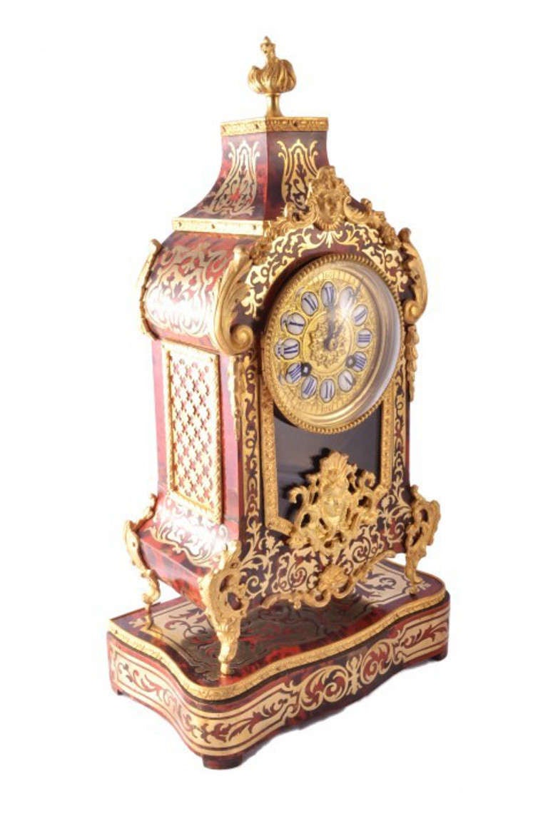 19th Century Antique French Boulle Mantel Clock On stand c.1870