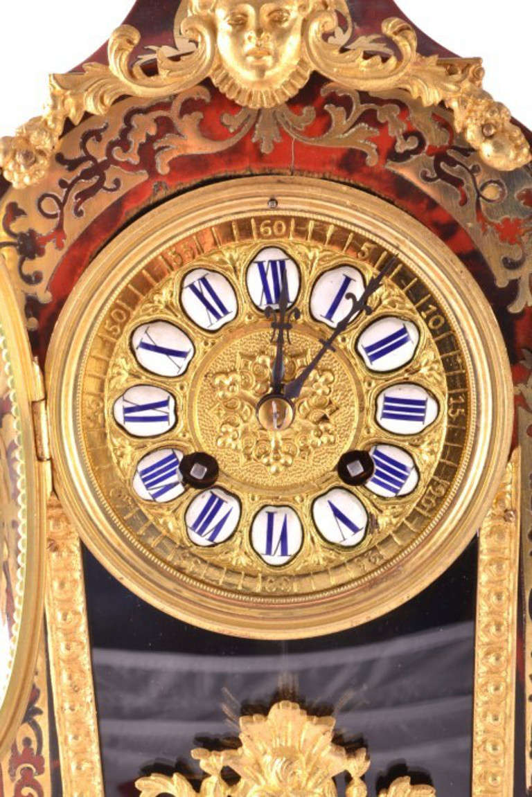 Antique French Boulle Mantel Clock On stand c.1870 6