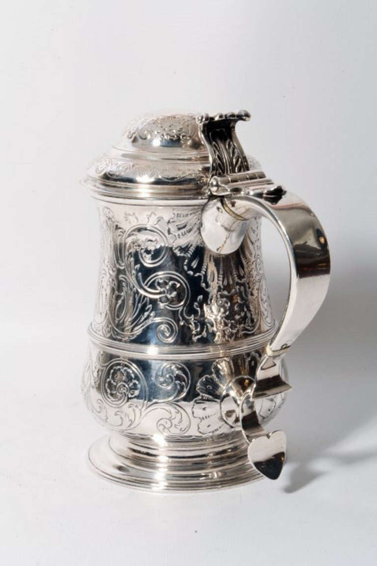 English Antique George II Silver Tankard Jug London 1760