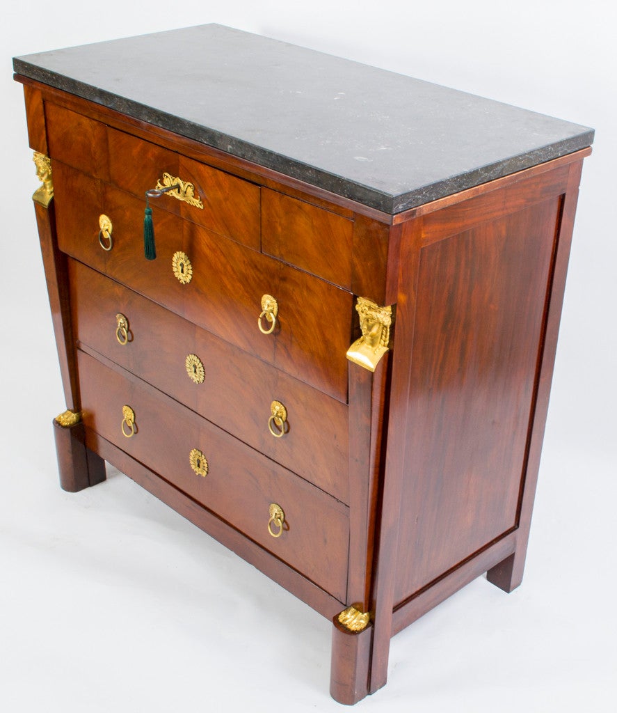 Antique French Empire Commode/ Chest Marble Top c.1820 1