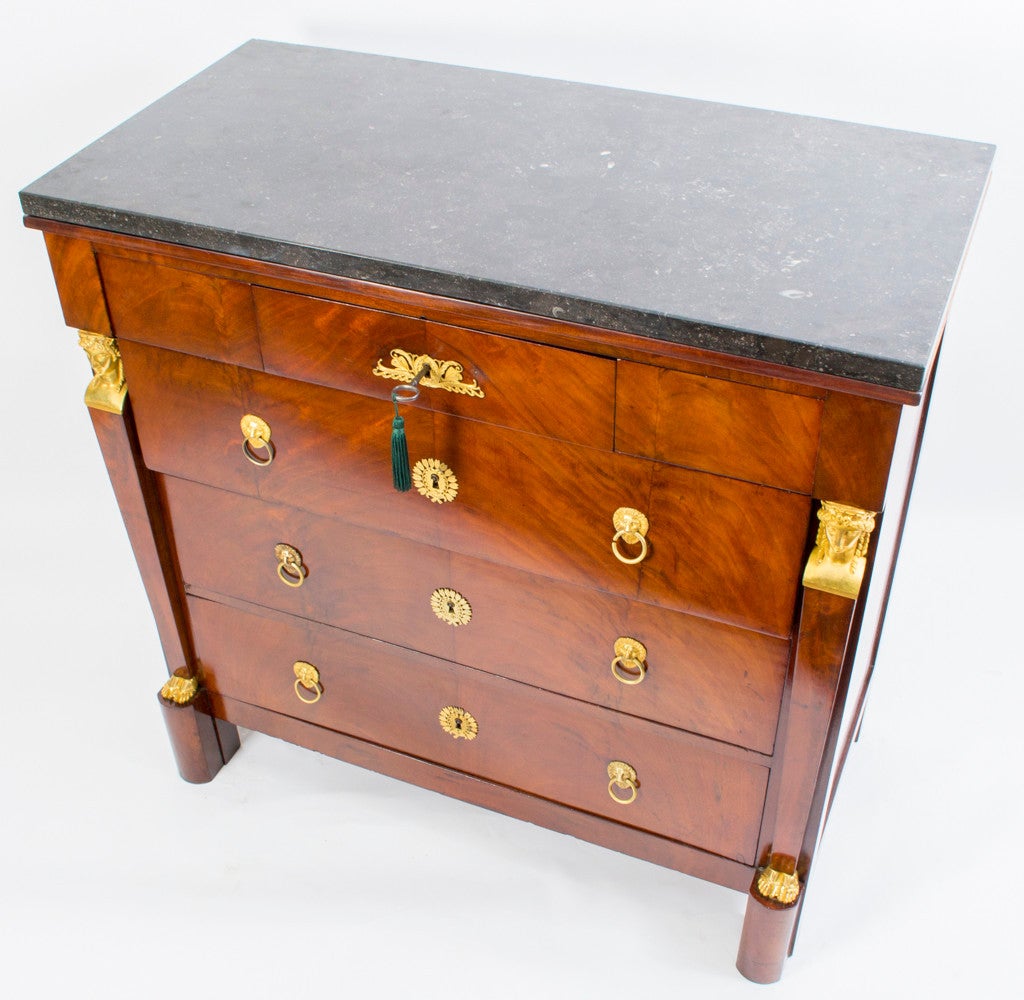 Antique French Empire Commode/ Chest Marble Top c.1820 2